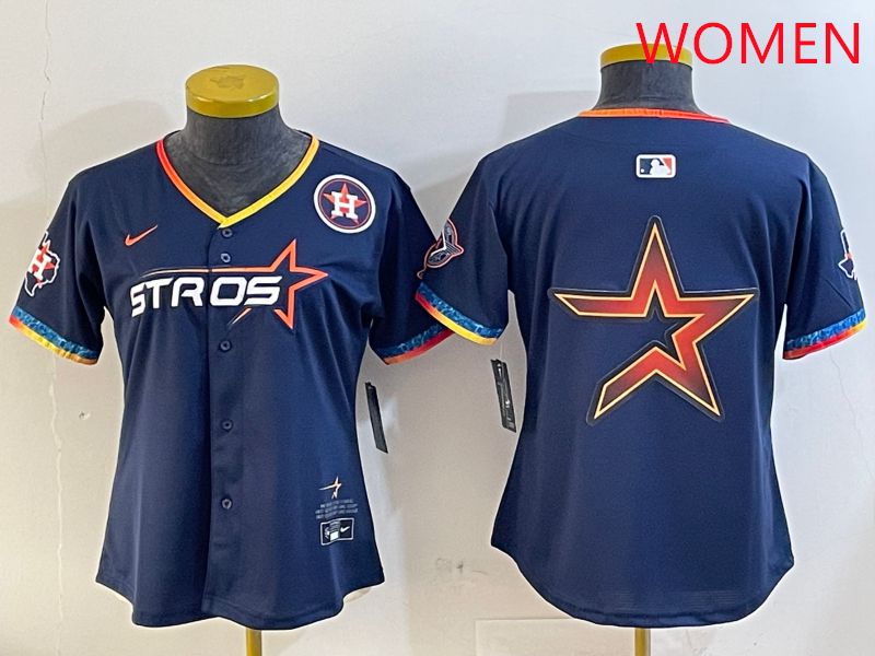 Women Houston Astros Blank Drak Blue Fourth generation Joint Name 2025 Nike MLB Jersey style 8
